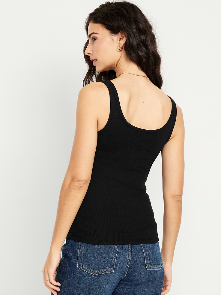 L'image numéro 2 présente Camisole Première couche côtelée à encolure dégagée