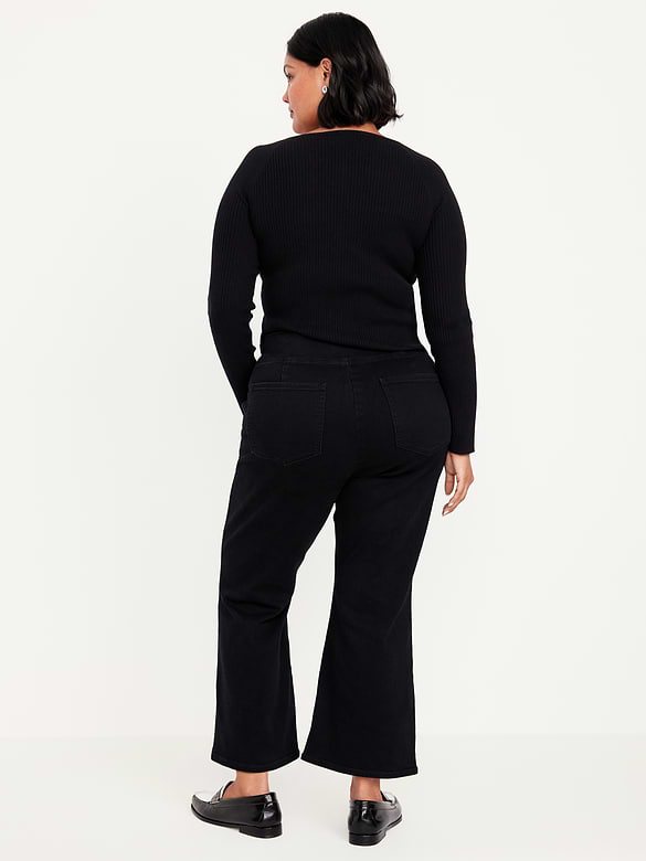 High-Waisted Weekender Pull-On Crop Flare Jeans