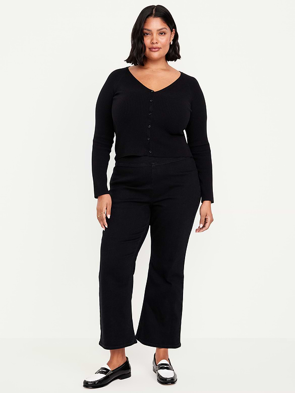 High-Waisted Weekender Pull-On Crop Flare Jeans