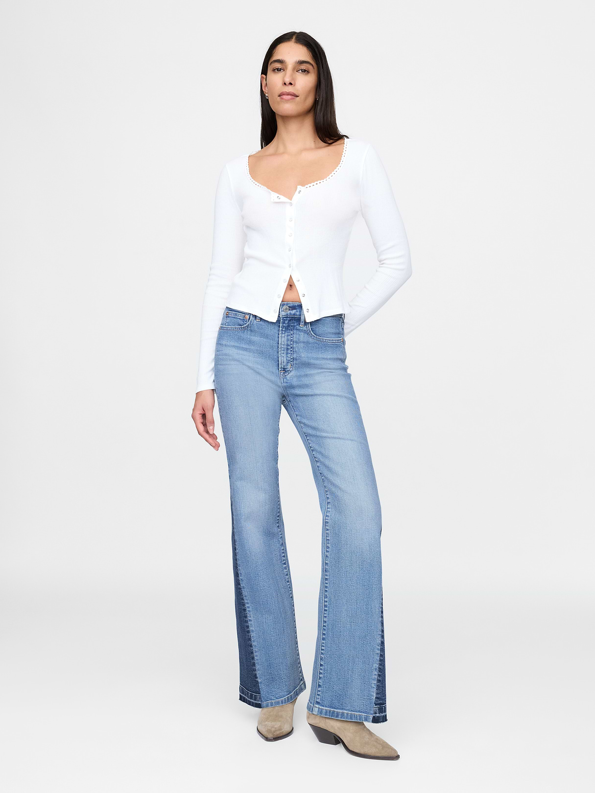 High Rise Patched '70s Flare Jeans by Gap