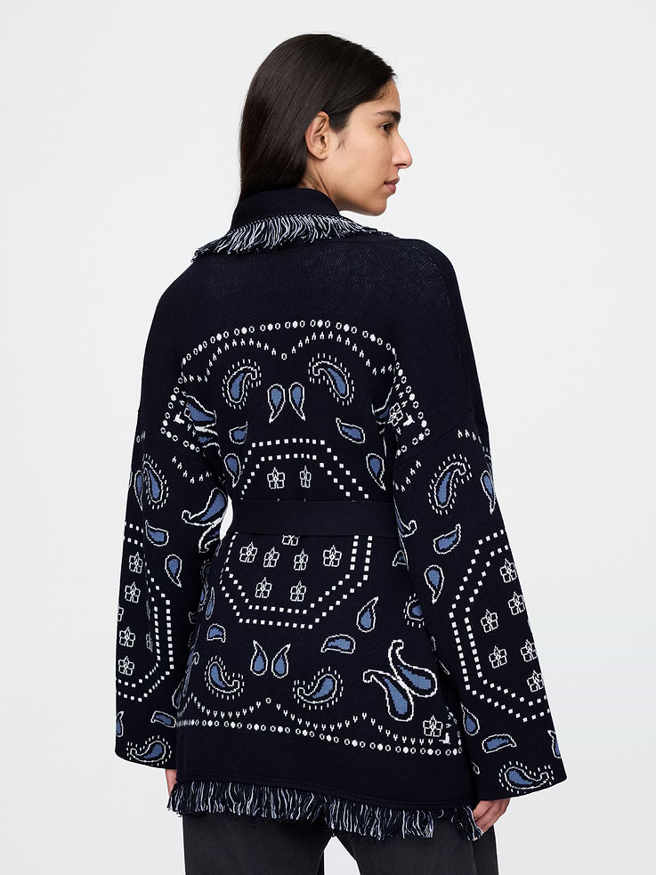 Image number 3 showing, Cotton-Blend Fringe Shawl Cardigan