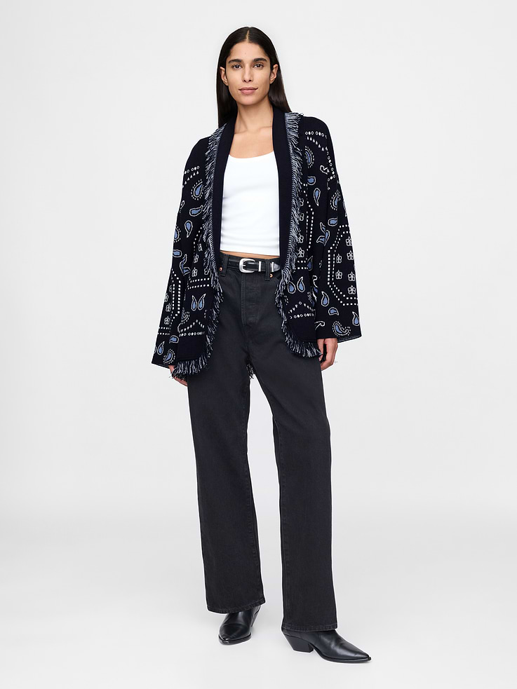 Image number 2 showing, Cotton-Blend Fringe Shawl Cardigan