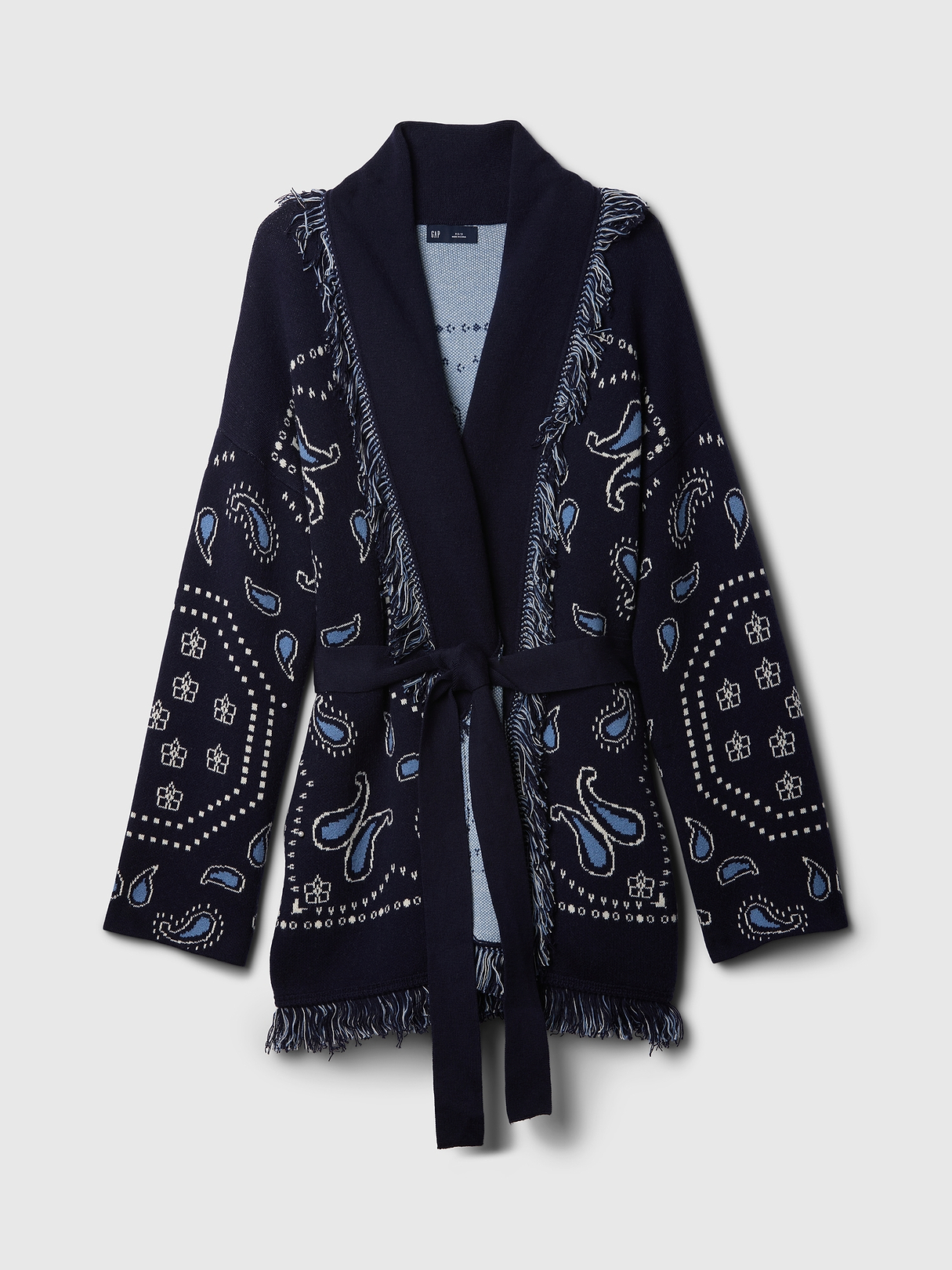 Cotton-Blend Fringe Shawl Cardigan | Gap