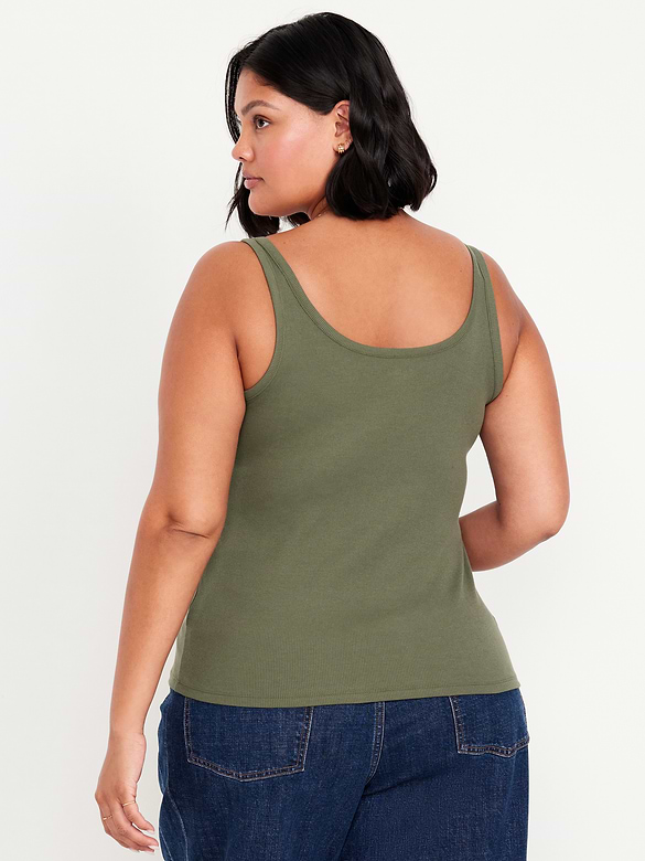 Image number 8 showing, First-Layer Ribbed Scoop-Neck Tank Top