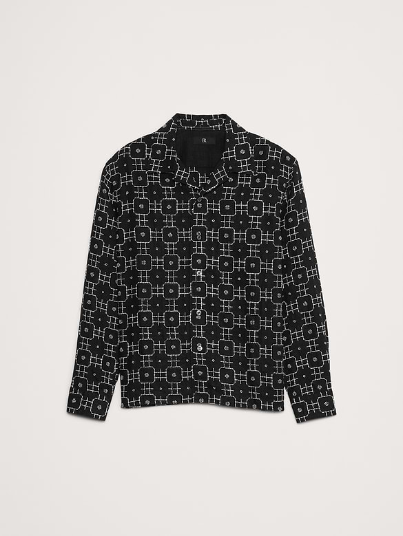 Standard-Fit Embroidered Linen Resort Shirt