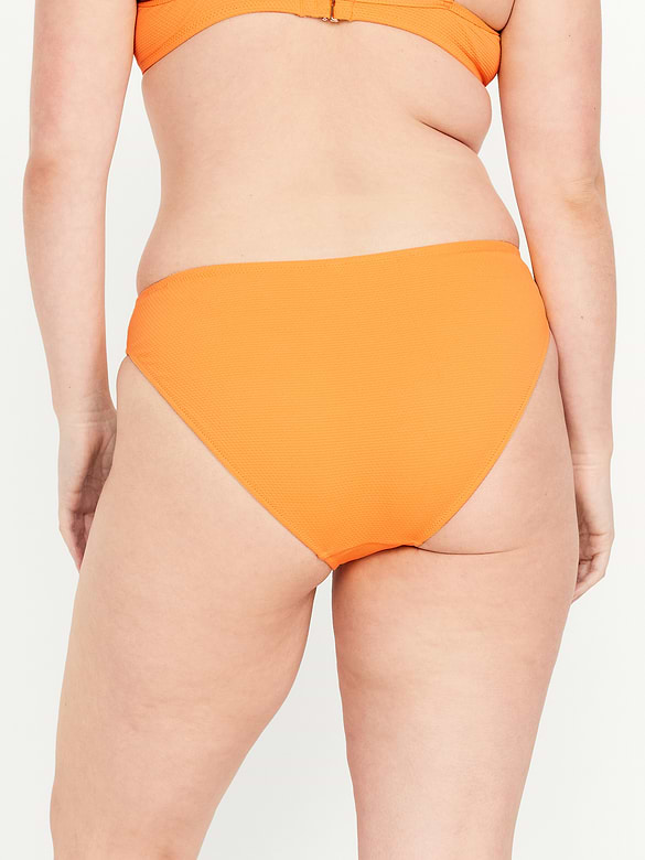 Mid-Rise Textured Bikini Swim Bottoms