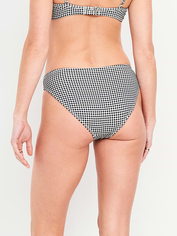 Mid-Rise Textured Bikini Swim Bottoms