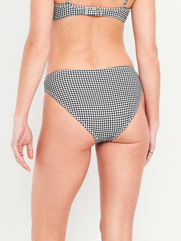 Image number 2 showing, Mid-Rise Textured Bikini Swim Bottoms