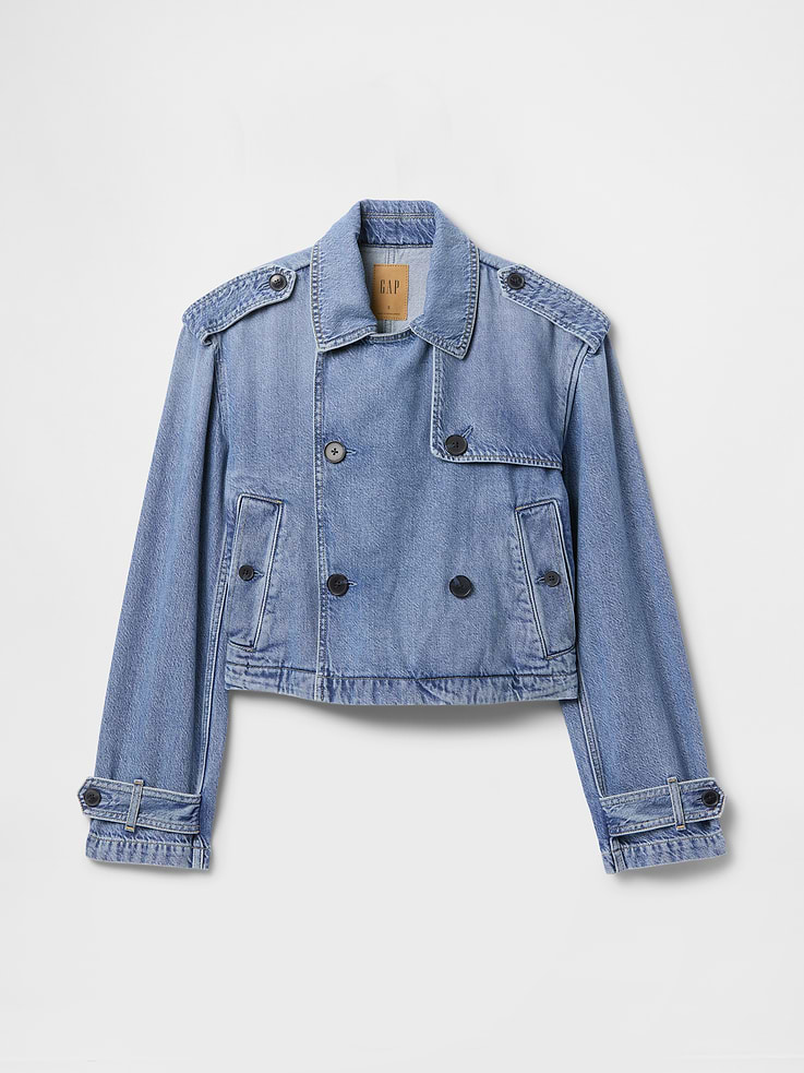 Image number 5 showing, UltraSoft Denim Crop Trench Jacket