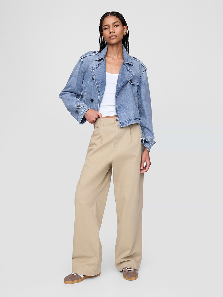 Image number 2 showing, UltraSoft Denim Crop Trench Jacket