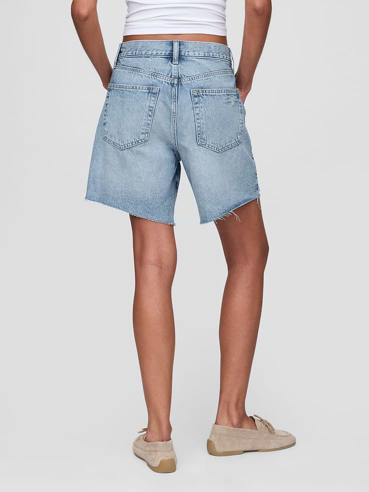 Image number 4 showing, 8" Mid Rise '90s Loose Denim Bermuda Shorts