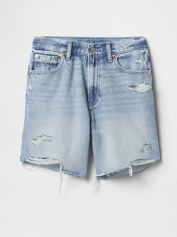 Image number 7 showing, 8" Mid Rise '90s Loose Denim Bermuda Shorts