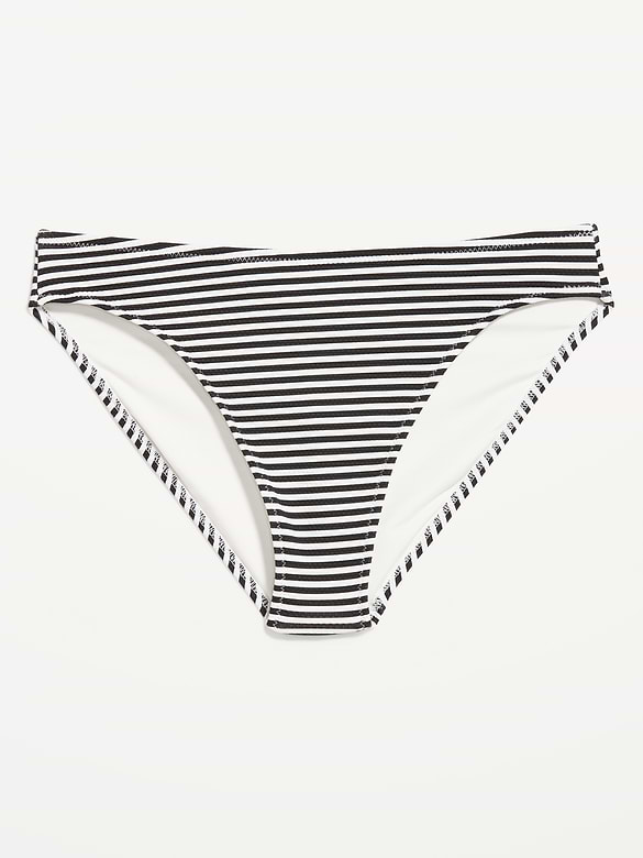 Mid-Rise Textured Bikini Swim Bottoms