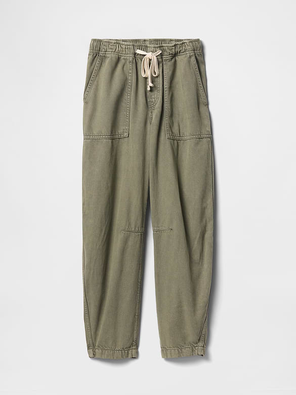 Mid Rise Pull-On Soft Barrel Jeans