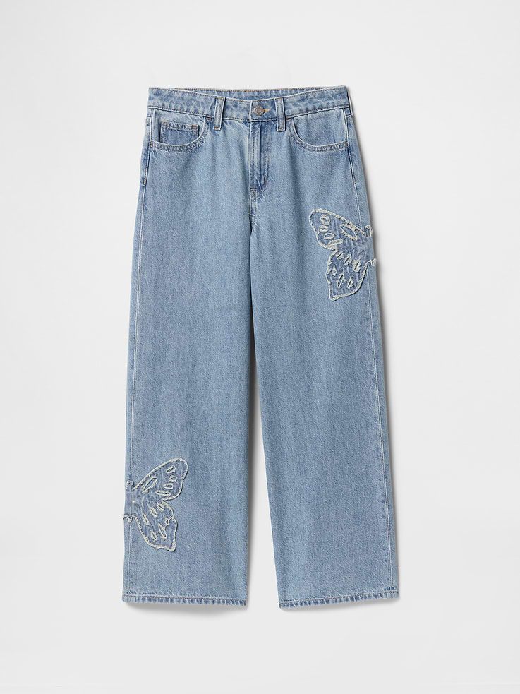 Image number 1 showing, Kids High Rise Wide-Leg Jeans