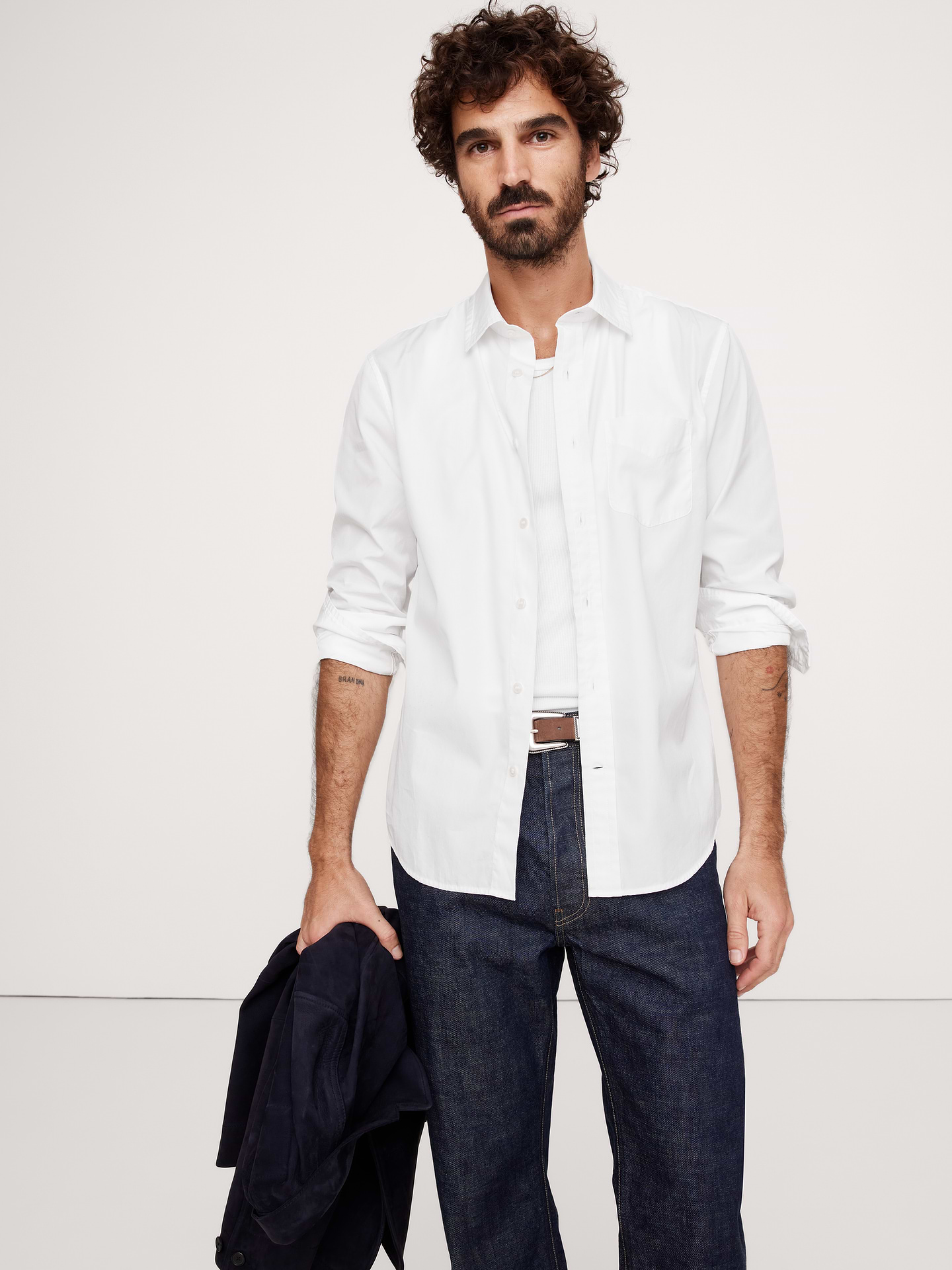 Image number 1 showing, Standard-Fit Washed Cotton Poplin Shirt