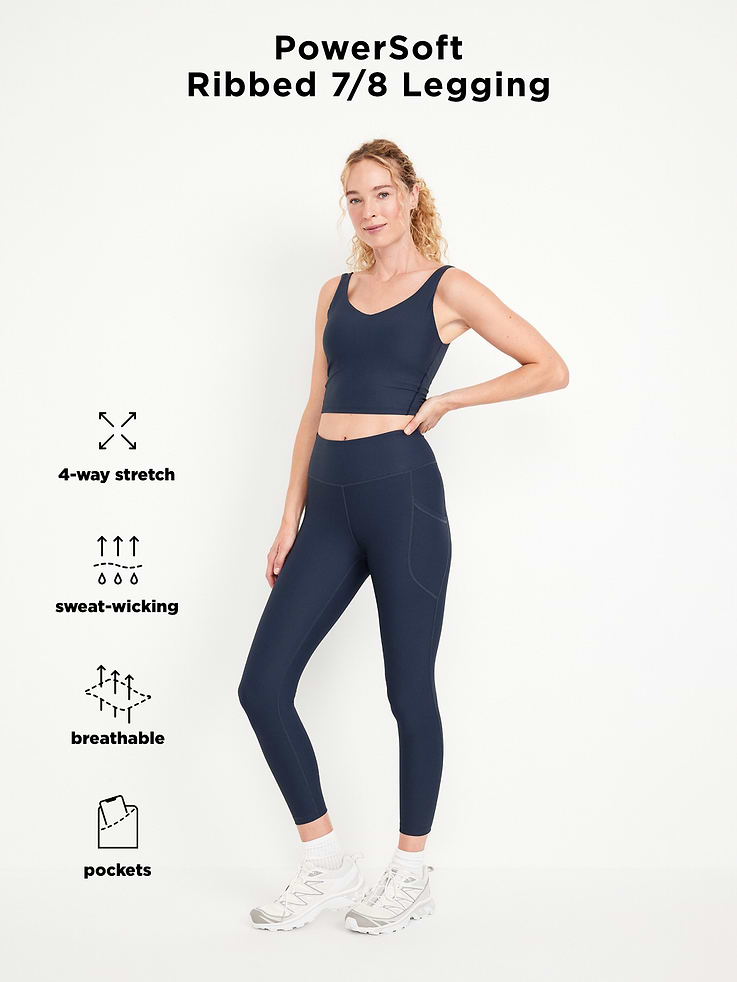 Image number 10 showing, High-Waisted PowerSoft Ribbed Pocket Leggings