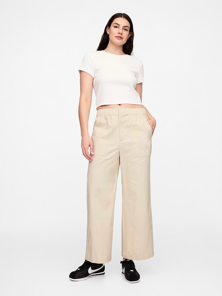 Image 5 of 7, High Rise Easy Wide-Leg Khakis