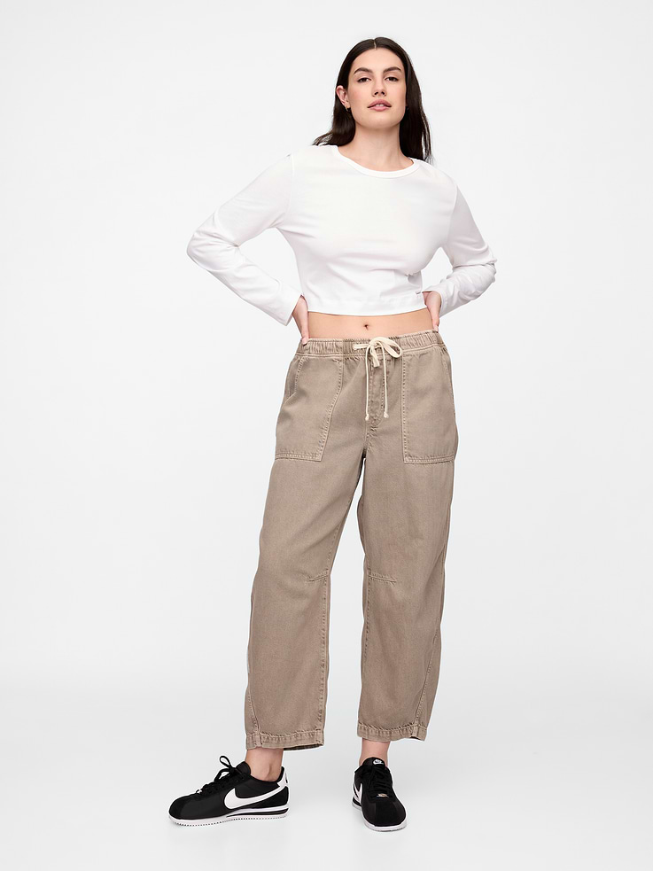 Image number 5 showing, Mid Rise SuperSoft Pull-On Barrel Jeans
