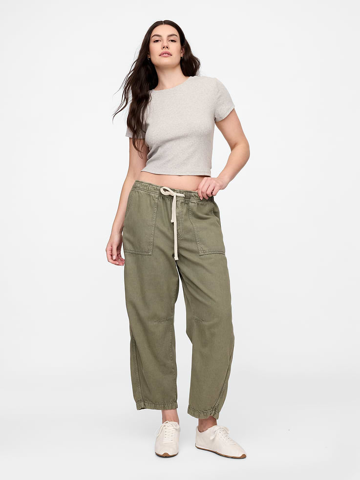 Image 5 of 7, Mid Rise Pull-On Soft Barrel Jeans