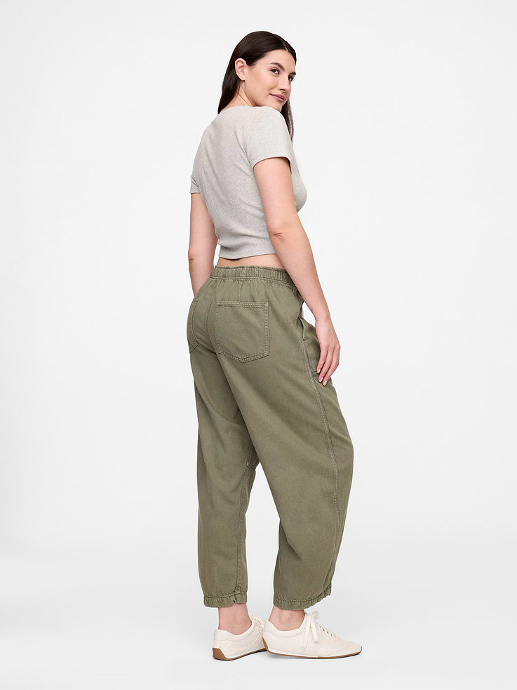 Image 6 of 7, Mid Rise Pull-On Soft Barrel Jeans