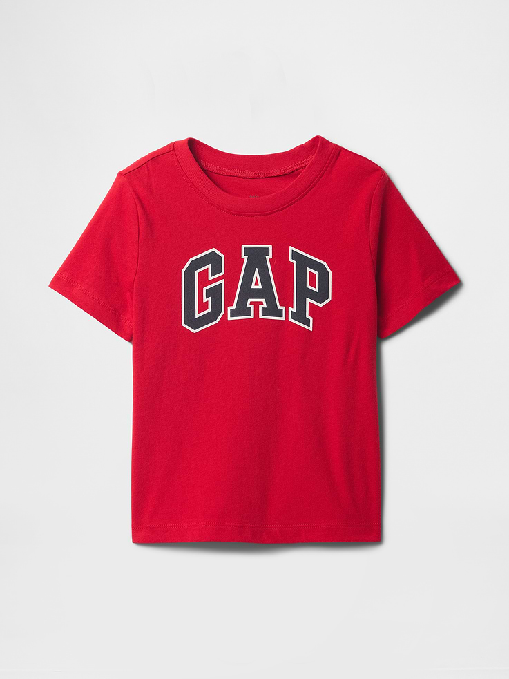 Image 1 of 3, Soft jersey knit., Short sleeves., Crewneck., Gap logo at front., This product was made in a factory that invests in gender equity and women’s empowerment through RISE. Learn more at, Product #607610