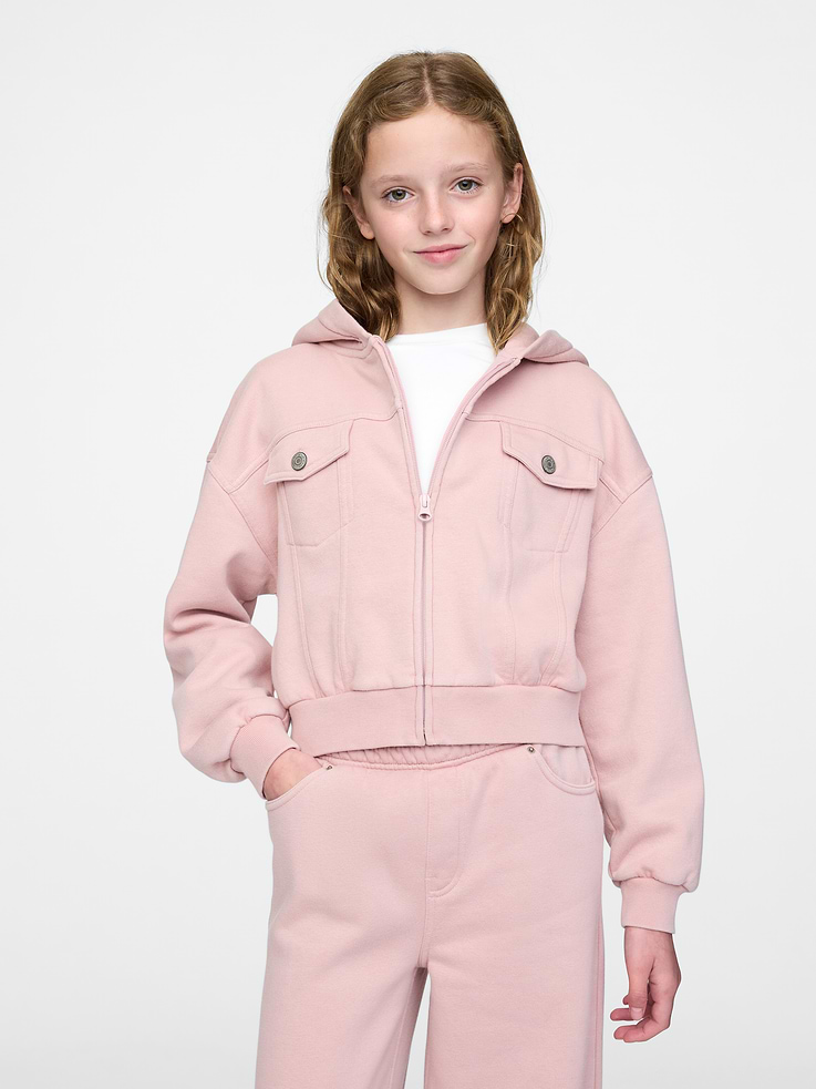 Image number 1 showing, Kids VintageSoft Crop Zip Hoodie