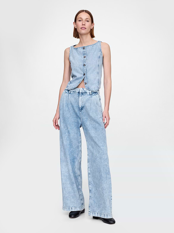 365 High Rise UltraSoft Pleated Denim Trousers