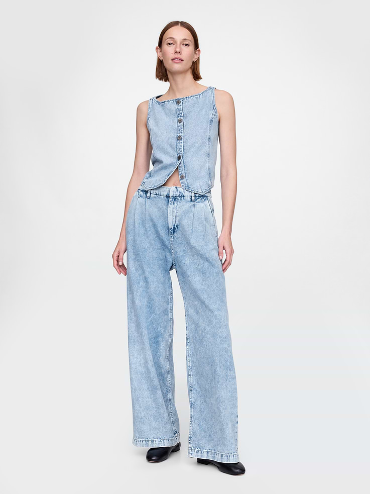 Image number 1 showing, 365 High Rise UltraSoft Pleated Denim Trousers