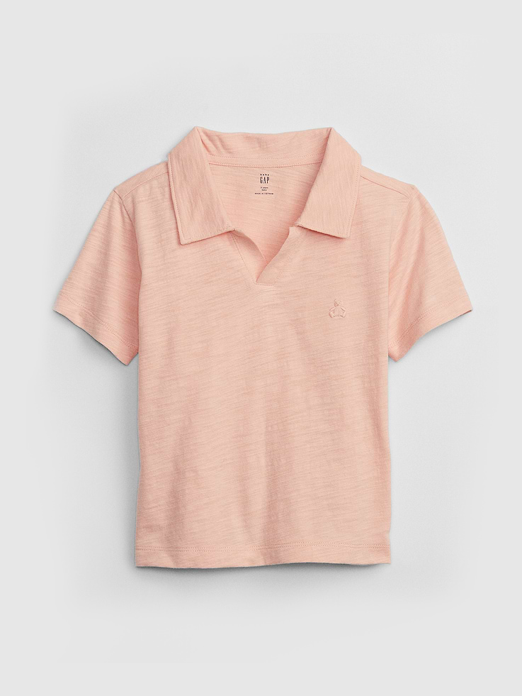 Image 1 of 1, Supersoft and cozy baby essentials featuring our signature Brannan Bear., Slub jersey knit., Short sleeves., Spread collar, henley button front., Embroidered Brannan Bear at chest., Select styles have allover print or stripes., Product #597238