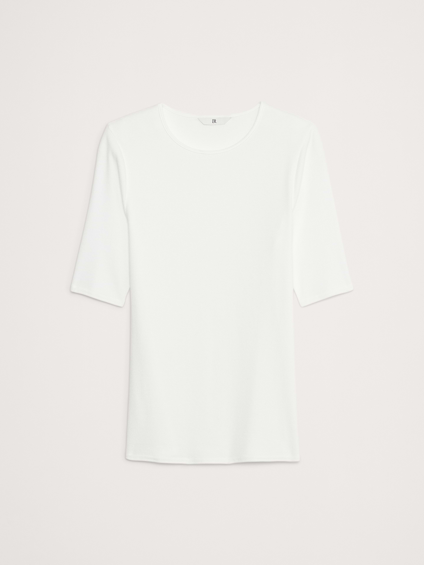 L'image numéro 8 présente T-shirt côtelé à manches aux coudes
