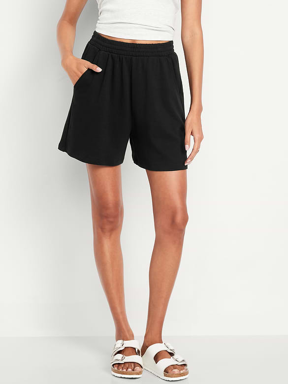 Short en coton ouaté PurConfort à taille très haute, entrejambe de 12,5 cm