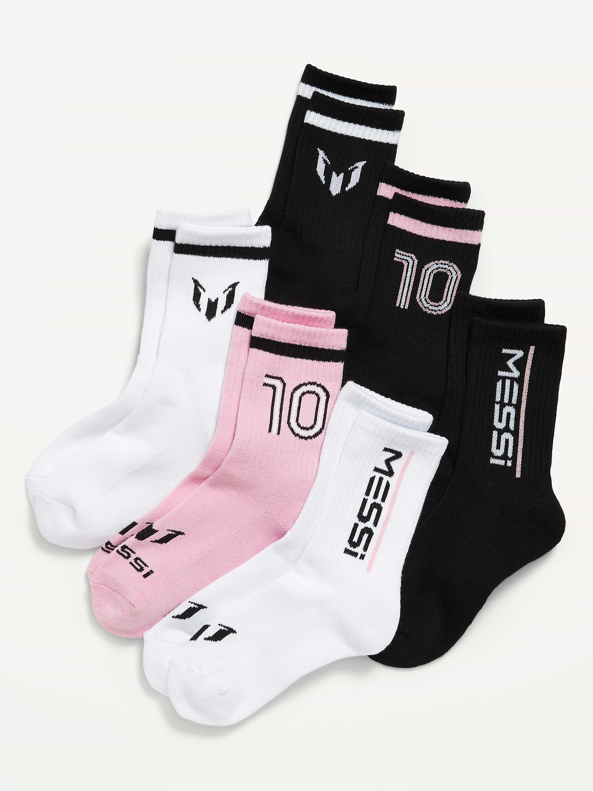 Image number 1 showing, Messi™ Gender-Neutral Crew Socks 6-Pack for Kids