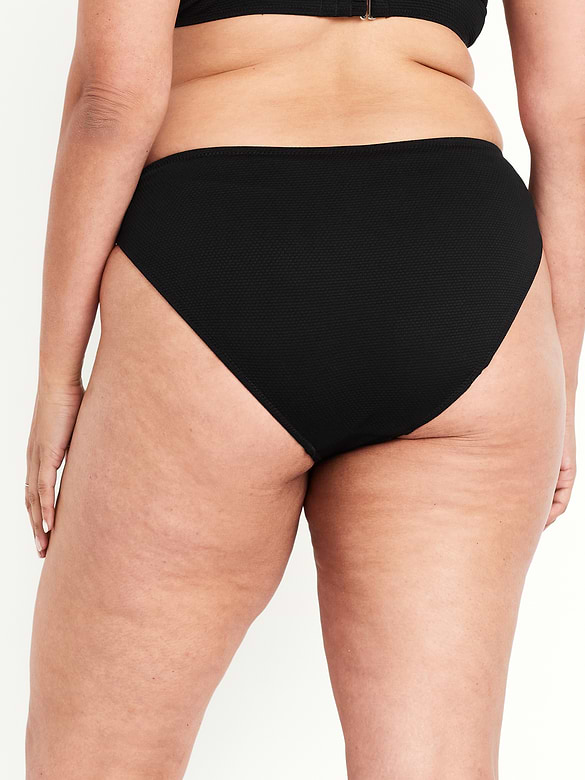 Mid-Rise Textured Bikini Swim Bottoms