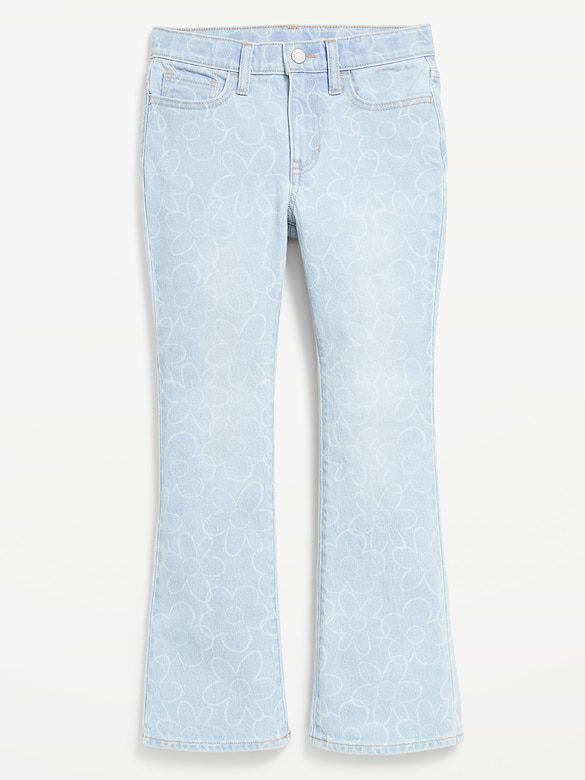 Jean à motif de coupe généreuse jambe large à taille haute pour fille