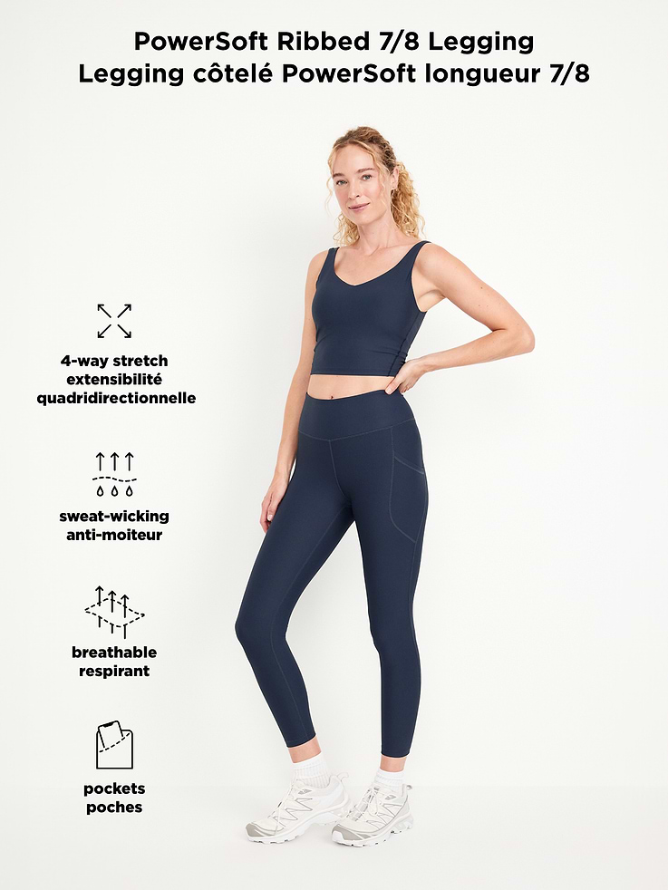 Image number 9 showing, High-Waisted PowerSoft Ribbed Pocket Leggings