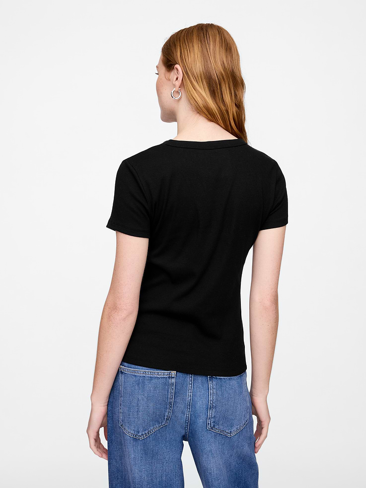 Image 2 of 5, Ribbed Crewneck T-Shirt