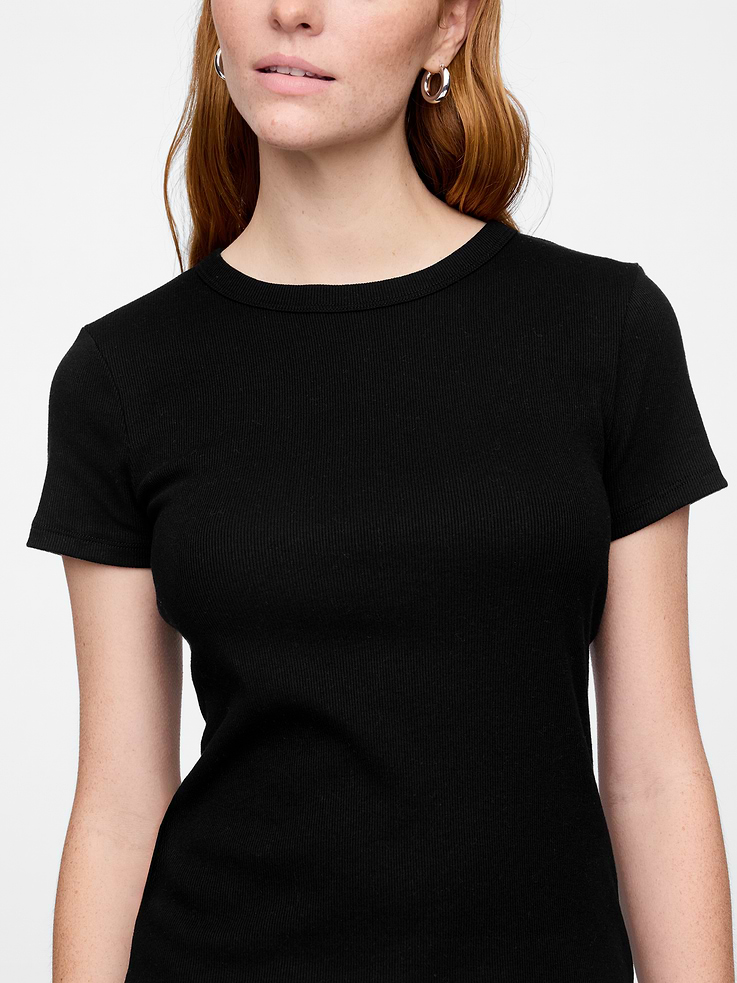 Image 4 of 5, Ribbed Crewneck T-Shirt