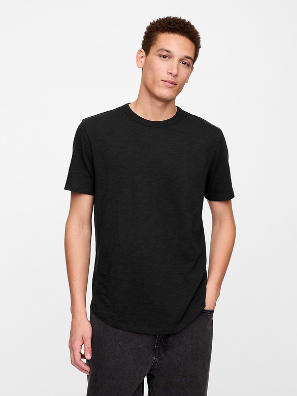 Lived-In Curved Hem Crewneck T-Shirt