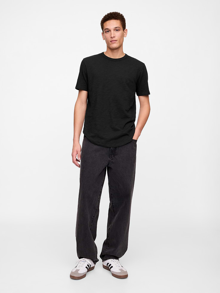 Image 3 of 5, Lived-In Curved Hem Crewneck T-Shirt