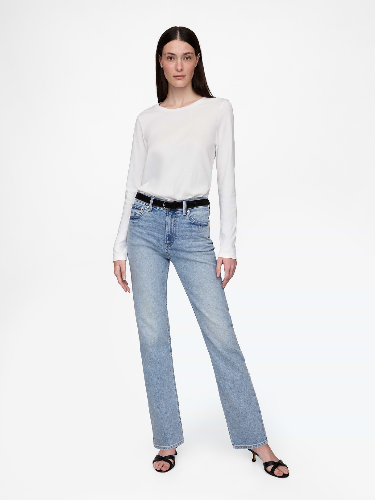 High Rise ’90s Slim Straight Jeans - Light indigo wash by Gap