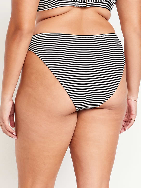Mid-Rise Textured Bikini Swim Bottoms
