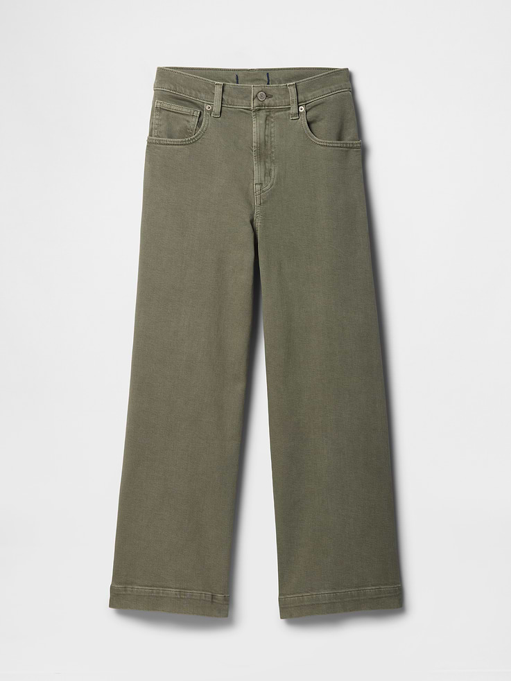 Image 7 of 7, High Rise Wide-Leg Crop Jeans
