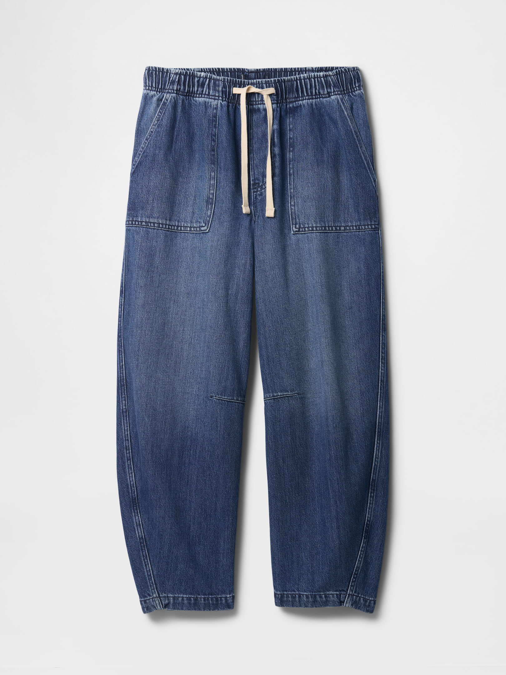 Mid Rise SuperSoft Pull-On Barrel Jeans | Gap Factory