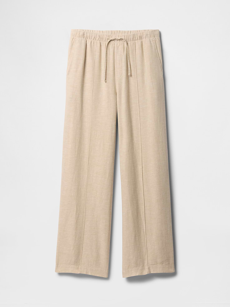 Image number 7 showing, Mid Rise Linen-Blend Pull-On Wide-Leg Pants