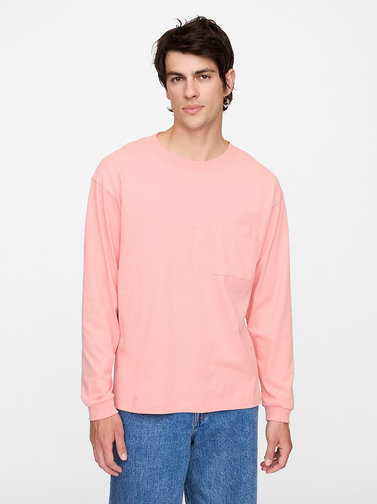 Gap Factory Men's Vintage Soft Boxy Pocket T-Shirt (Tea Rose Pink)