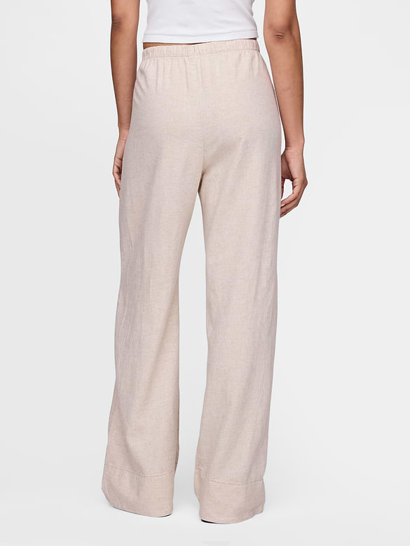 Linen-Blend Easy Wide-Hem Pants