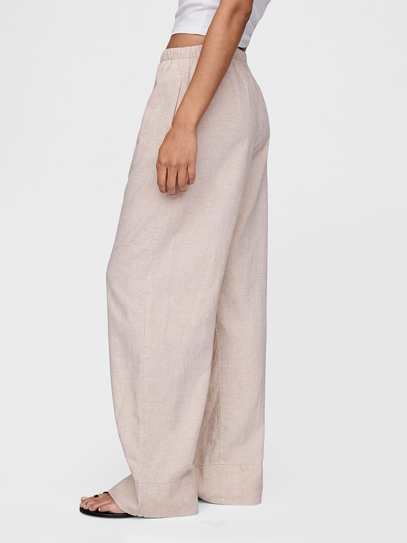 Linen-Blend Easy Wide-Hem Pants