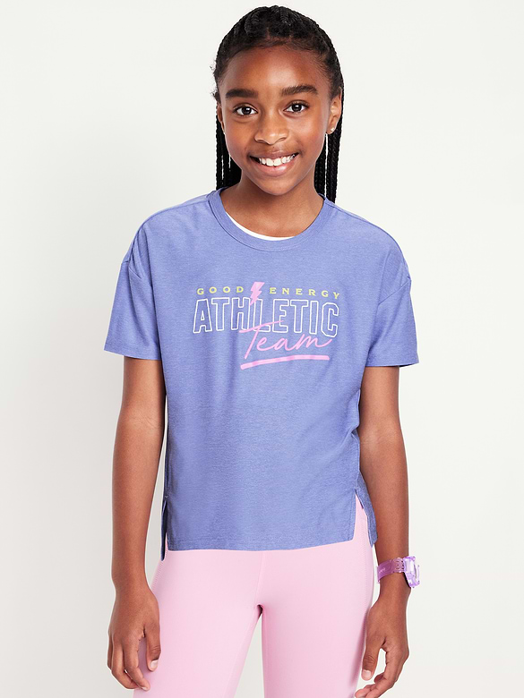 CloudMotion Cropped Graphic Performance T-Shirt for Girls