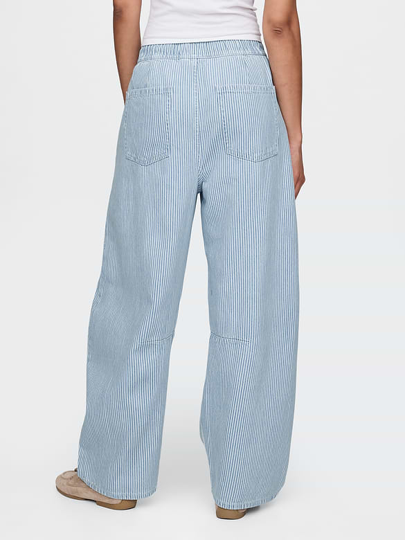 Mid Rise UltraSoft Denim Stripe Easy Horseshoe Jeans